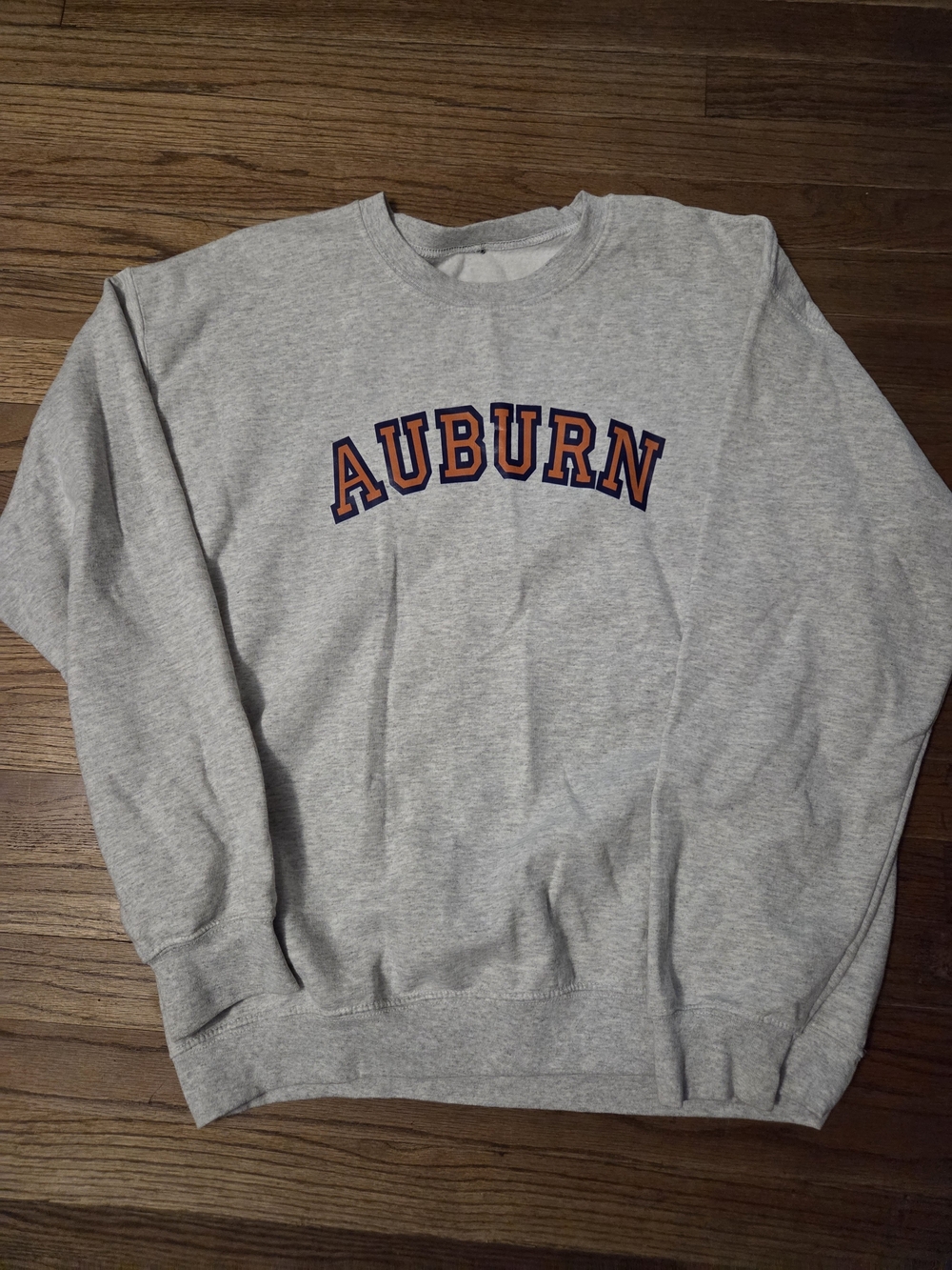 Gildan Gray Auburn Crewneck Sweatshirt with Orange & Navy Lettering